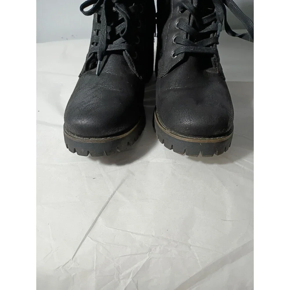 Carlos Glinda Black Lace Up Heeled Combat Chunky Boots 9M Witch Core Casual Norm